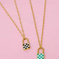 Ellison and Young Turquoise / OS Checkered Locket Necklace