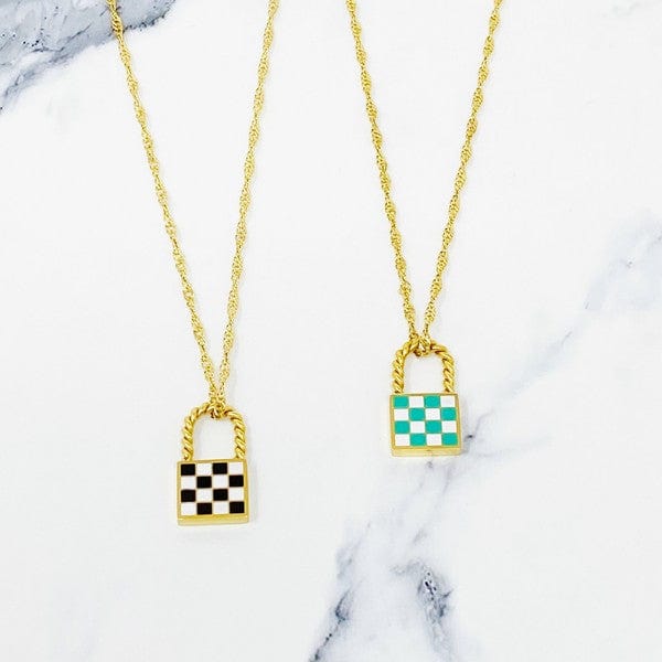 Ellison and Young Turquoise / OS Checkered Locket Necklace