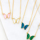 LA3accessories GEM STONE BUTTERFLY PENDANT NECKLACE